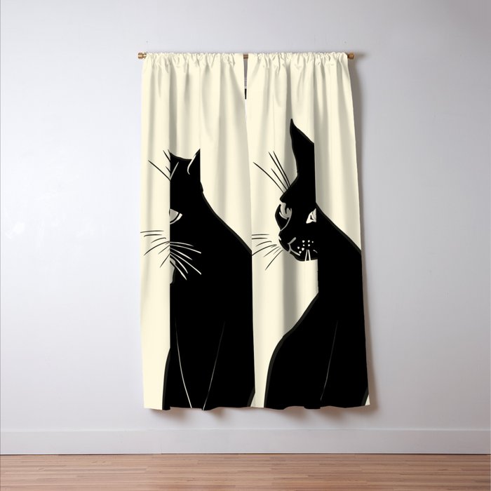 Minimalist Black Cat Window Curtain Gallery Image 3