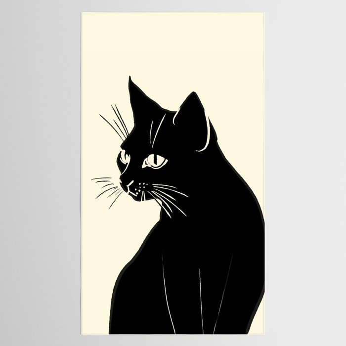 Minimalist Black Cat Tablecloth Gallery Image 2