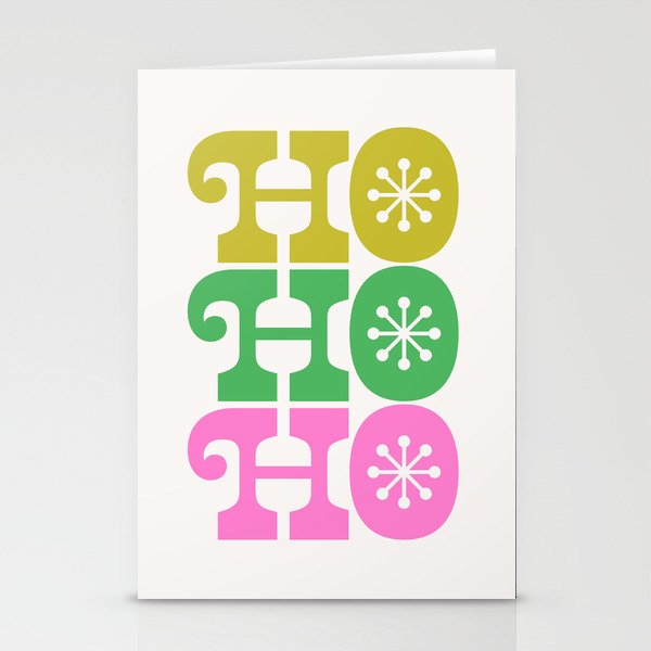 Ho Ho Ho - Pink and Green Stationery Card Gallery Image 2