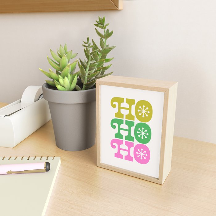 Ho Ho Ho - Pink and Green Mini Art Print Gallery Image 2