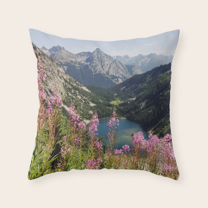Cascade Summer Wildflowers Throw Pillow Gallery Image 1
