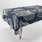 Festive, Gingko Leaves, Floral Prints, Navy Blue Tablecloth Gallery Image 1