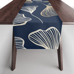 Festive, Gingko Leaves, Floral Prints, Navy Blue Table Runner Gallery Image 1