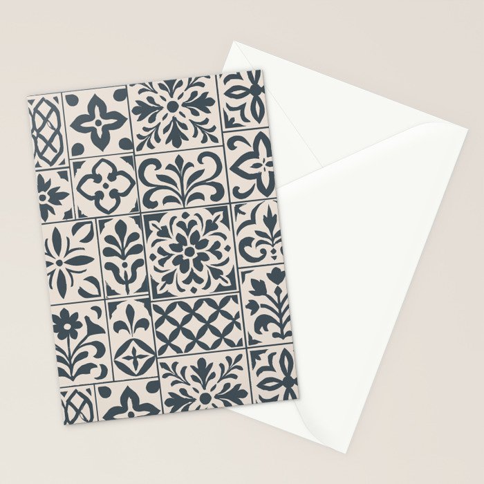 Dark Faux Tile Stationery Card Gallery Image 2