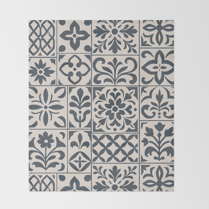 Dark Faux Tile Throw Blanket Gallery Image 2