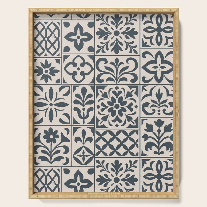 Dark Faux Tile Serving Tray Gallery Image 1