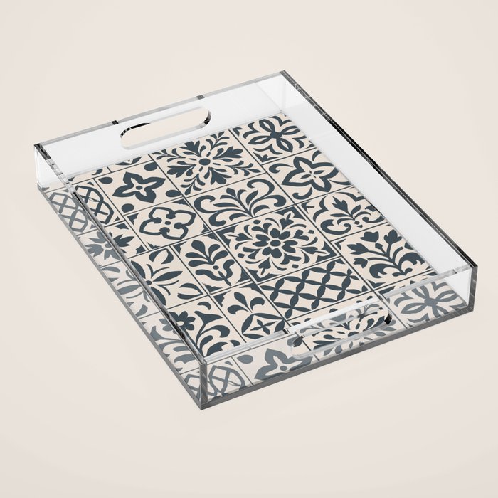 Dark Faux Tile Acrylic Tray Gallery Image 1