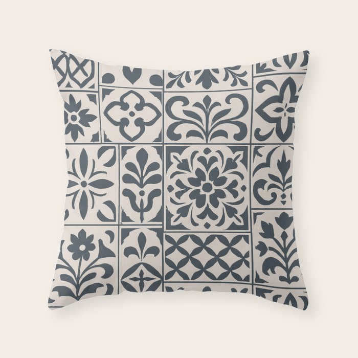 Dark Faux Tile Throw Pillow Gallery Image 1