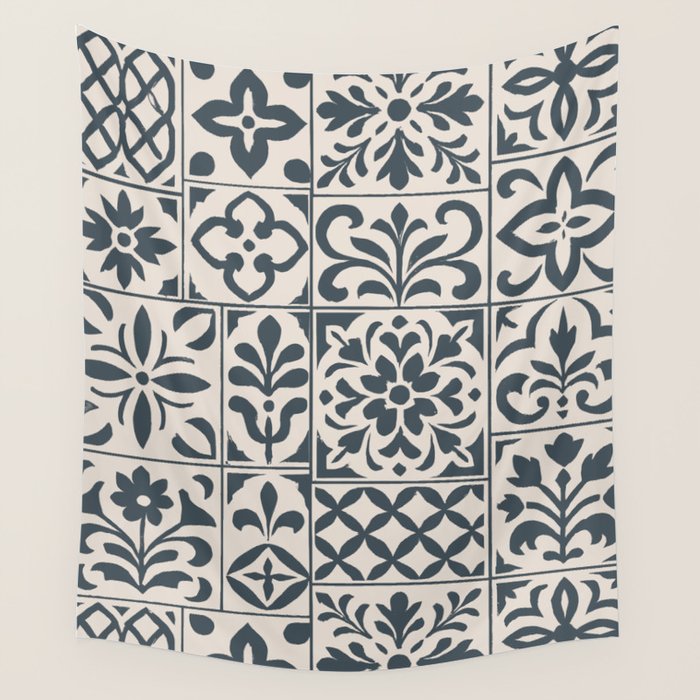 Dark Faux Tile Wall Tapestry Gallery Image 4