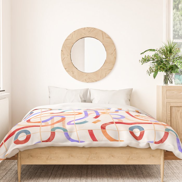 Colorful Curved Path Tiles G Duvet Cover Gallery Image 3