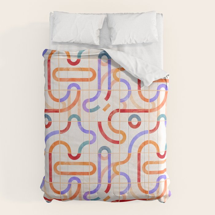 Colorful Curved Path Tiles G Comforter Gallery Image 6