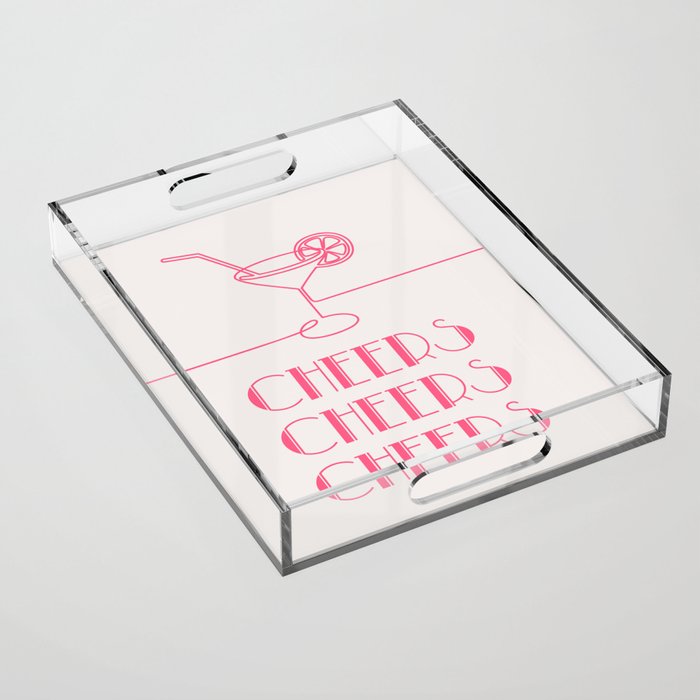 Cheers Cocktail (Pink) Acrylic Tray Gallery Image 1