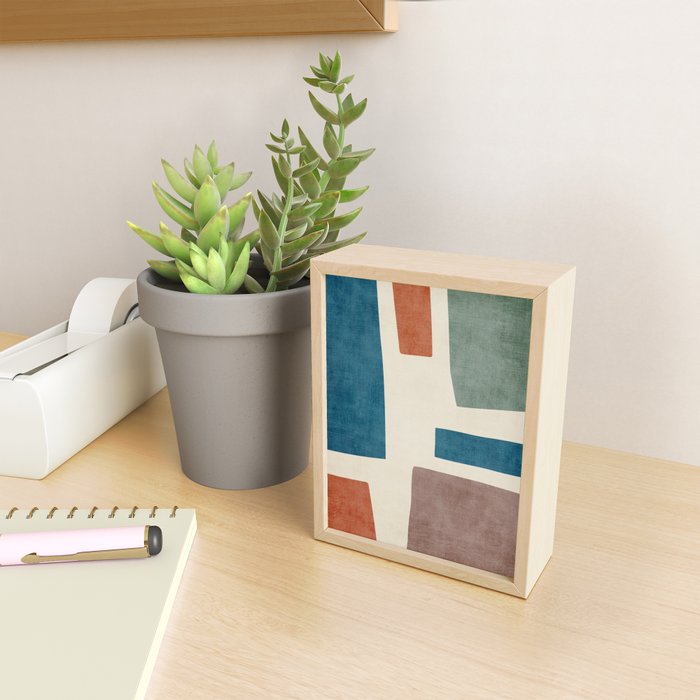 Navy Rust Brown Green Modern Artwork Mini Art Print Gallery Image 2