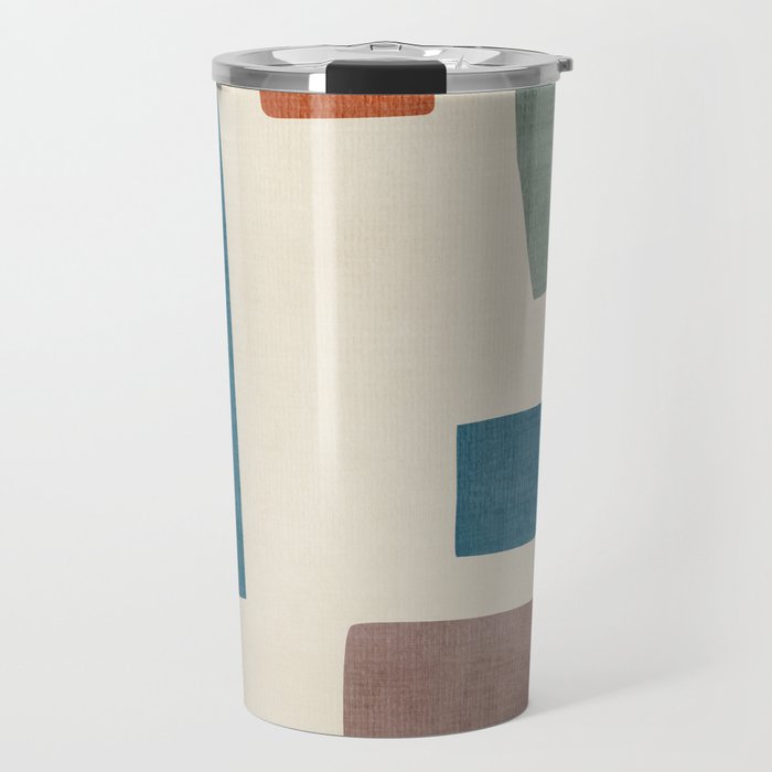Navy Rust Brown Green Modern Artwork Travel Mug Gallery Image 1