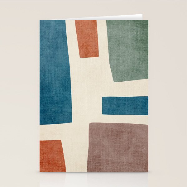 Navy Rust Brown Green Modern Artwork Stationery Card Gallery Image 1