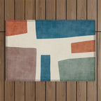 Navy Rust Brown Green Modern Artwork Outdoor Rug Gallery Image 1