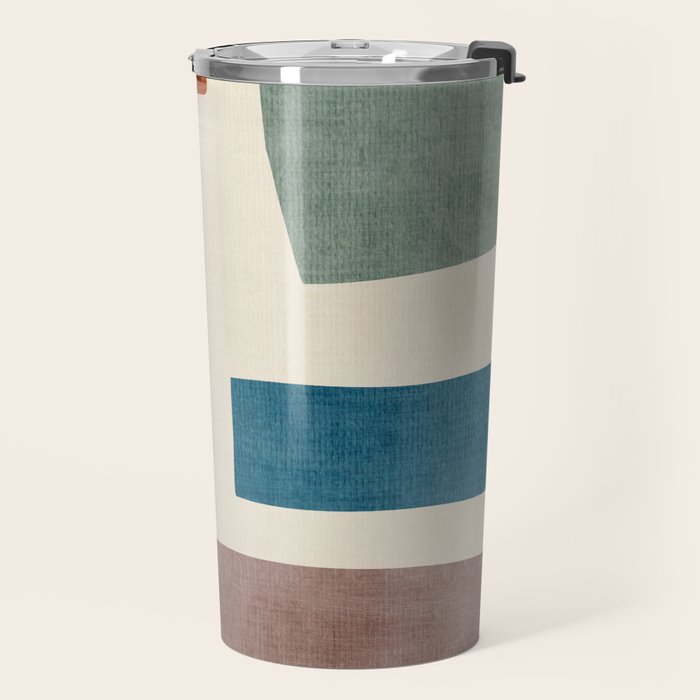 Navy Rust Brown Green Modern Artwork Travel Mug Gallery Image 2