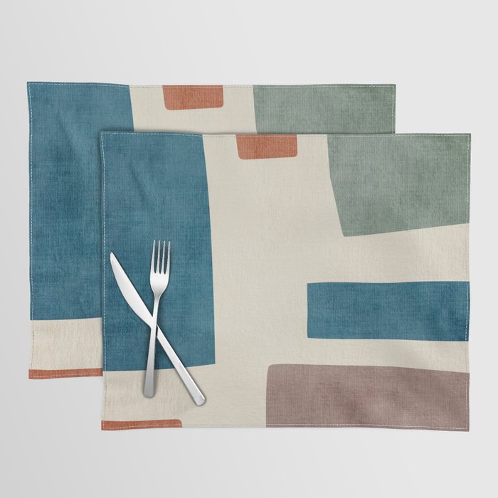 Navy Rust Brown Green Modern Artwork Placemat Gallery Image 1