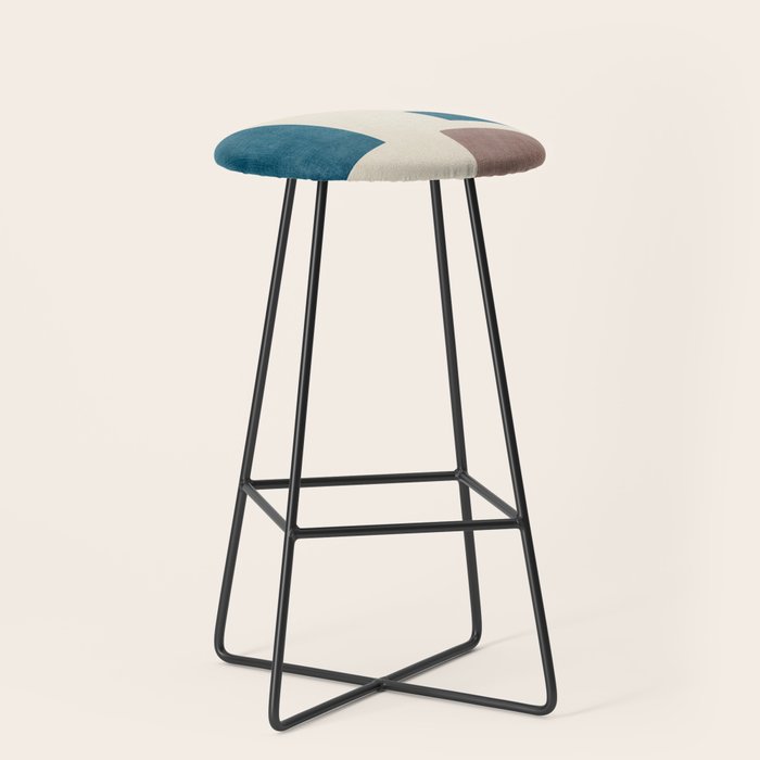 Navy Rust Brown Green Modern Artwork Stool Gallery Image 1