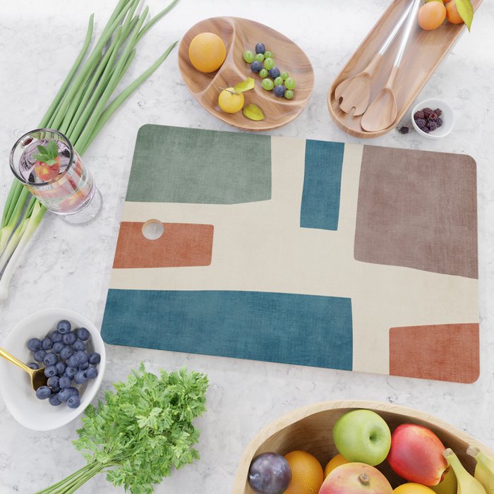Navy Rust Brown Green Modern Artwork Cutting Board Gallery Image 2