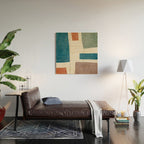 Navy Rust Brown Green Modern Artwork Wood Wall Art Gallery Image 2