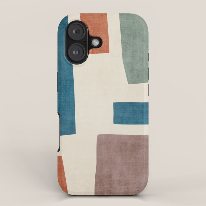 Navy Rust Brown Green Modern Artwork iPhone Case Gallery Image 1