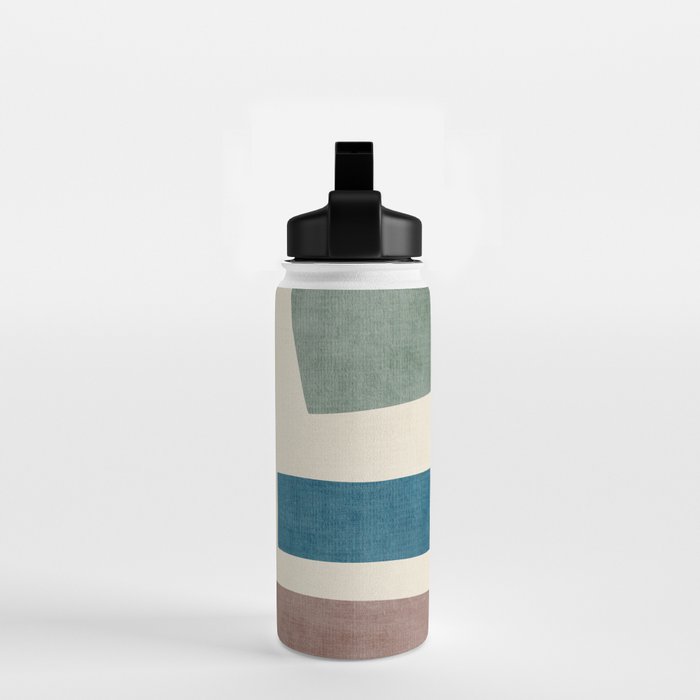 Navy Rust Brown Green Modern Artwork Water Bottle Gallery Image 2