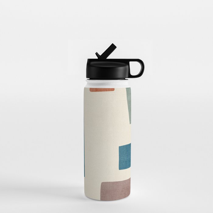 Navy Rust Brown Green Modern Artwork Water Bottle Gallery Image 1