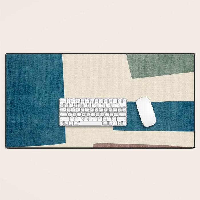 Navy Rust Brown Green Modern Artwork Desk Mat Gallery Image 1