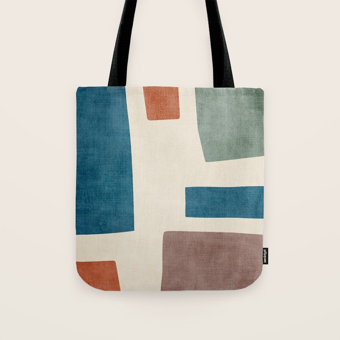 Navy Rust Brown Green Modern Artwork Tote Bag Gallery Image 1