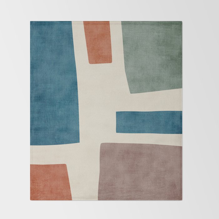 Navy Rust Brown Green Modern Artwork Throw Blanket Gallery Image 2