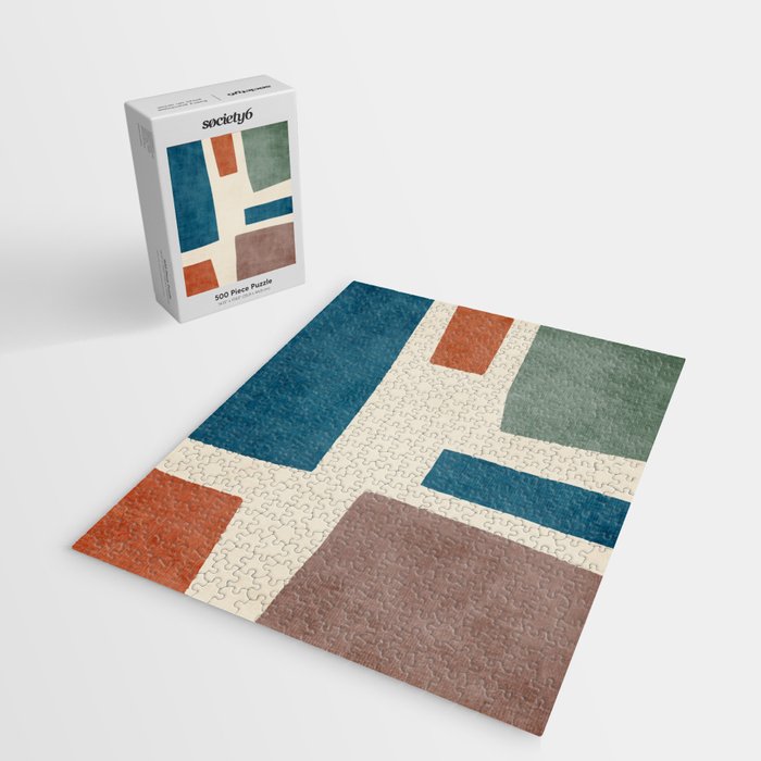 Navy Rust Brown Green Modern Artwork Jigsaw Puzzle Gallery Image 2