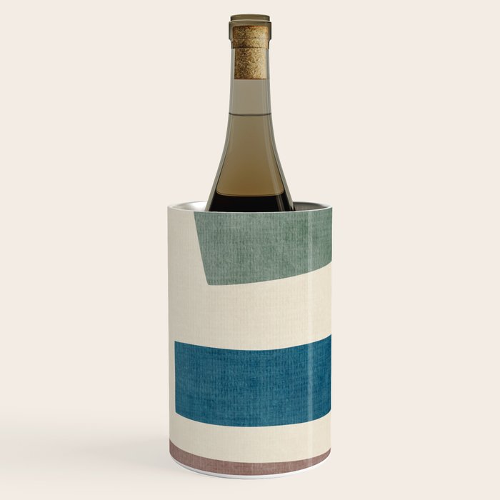 Navy Rust Brown Green Modern Artwork Wine Chiller Gallery Image 3