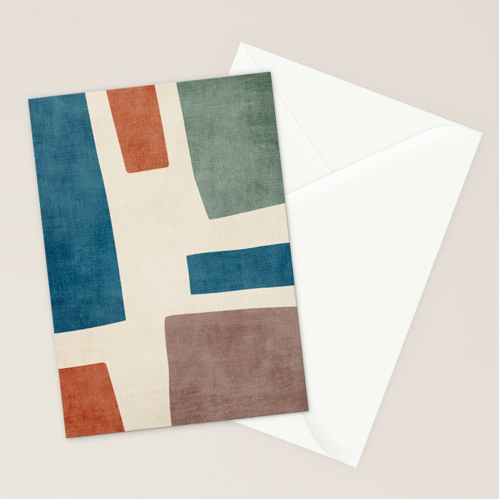 Navy Rust Brown Green Modern Artwork Stationery Card Gallery Image 2