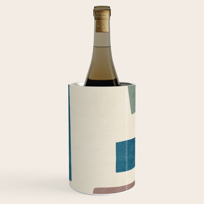 Navy Rust Brown Green Modern Artwork Wine Chiller Gallery Image 1
