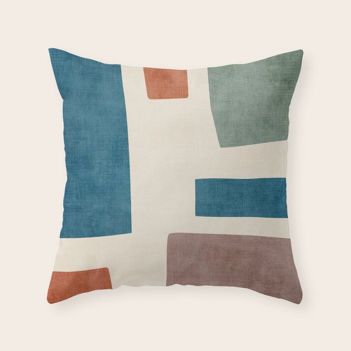 Navy Rust Brown Green Modern Artwork Throw Pillow Gallery Image 6