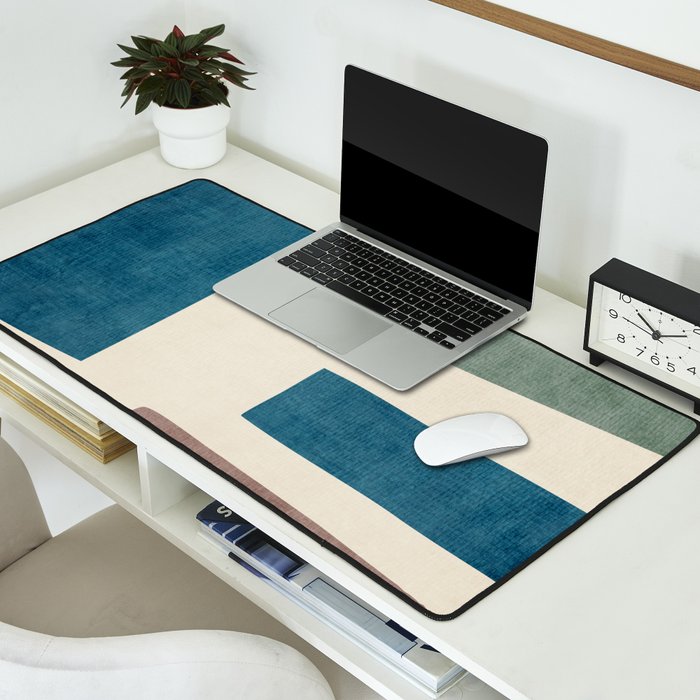 Navy Rust Brown Green Modern Artwork Desk Mat Gallery Image 2