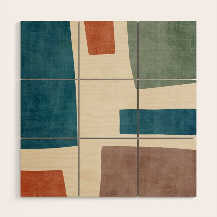 Navy Rust Brown Green Modern Artwork Wood Wall Art Gallery Image 1