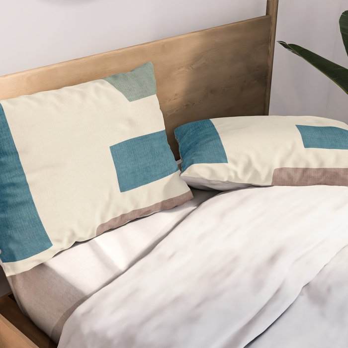 Navy Rust Brown Green Modern Artwork Pillow Sham Gallery Image 2