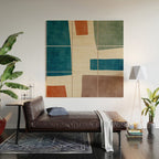 Navy Rust Brown Green Modern Artwork Wood Wall Art Gallery Image 2