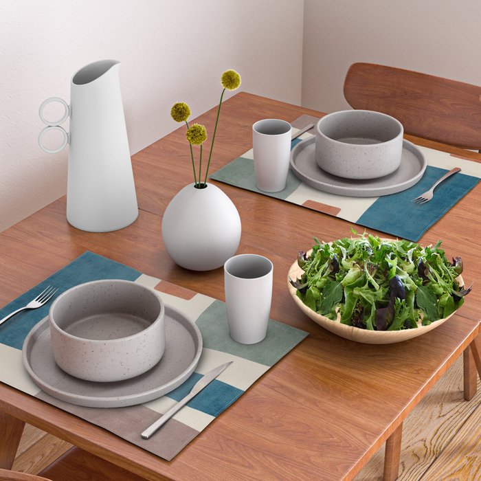 Navy Rust Brown Green Modern Artwork Placemat Gallery Image 2