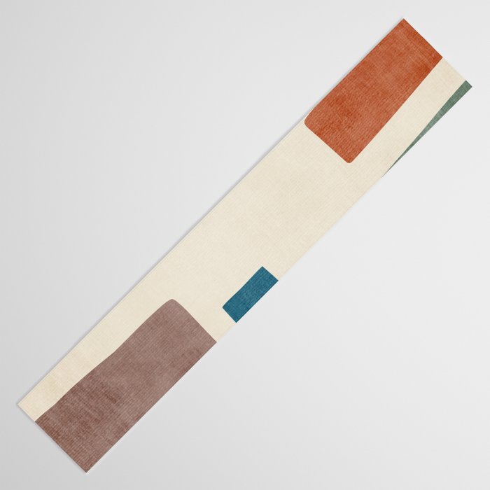 Navy Rust Brown Green Modern Artwork Table Runner Gallery Image 3