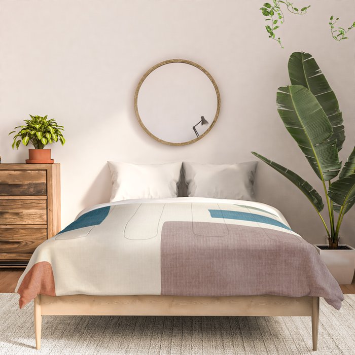 Navy Rust Brown Green Modern Artwork Comforter Gallery Image 3