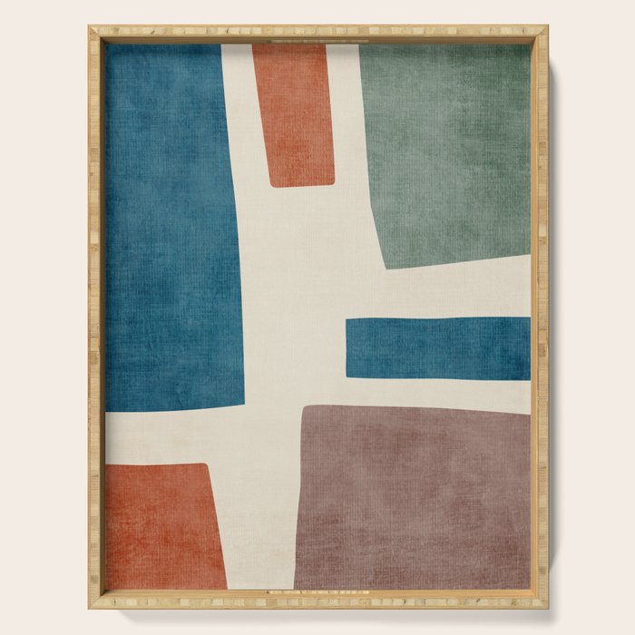 Navy Rust Brown Green Modern Artwork Serving Tray Gallery Image 1