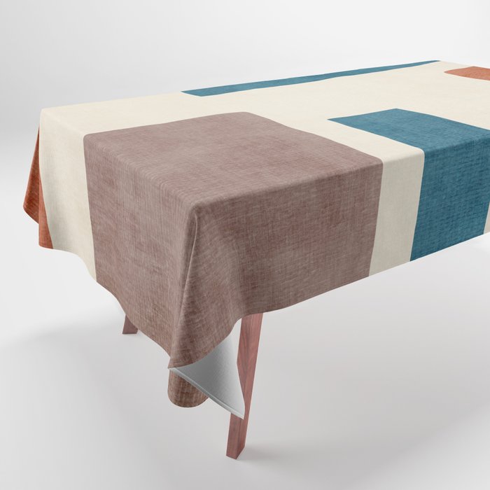 Navy Rust Brown Green Modern Artwork Tablecloth Gallery Image 1