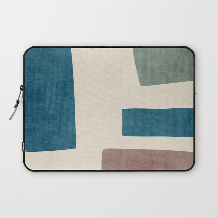Navy Rust Brown Green Modern Artwork Laptop Sleeve Gallery Image 1