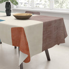 Navy Rust Brown Green Modern Artwork Tablecloth Gallery Image 3