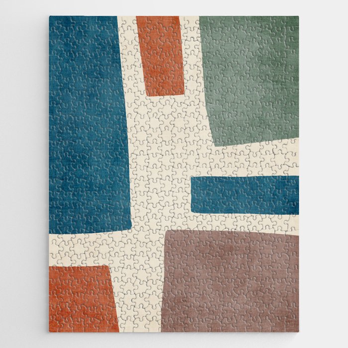 Navy Rust Brown Green Modern Artwork Jigsaw Puzzle Gallery Image 1