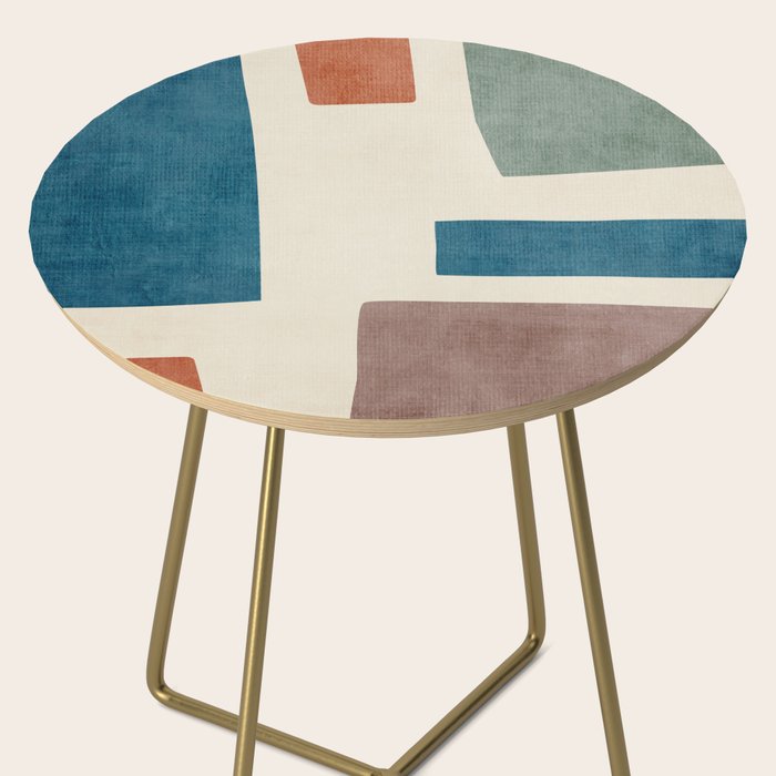Navy Rust Brown Green Modern Artwork Side Table Gallery Image 2