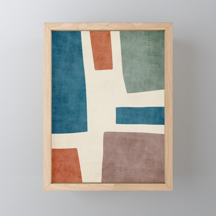 Navy Rust Brown Green Modern Artwork Mini Art Print Gallery Image 1